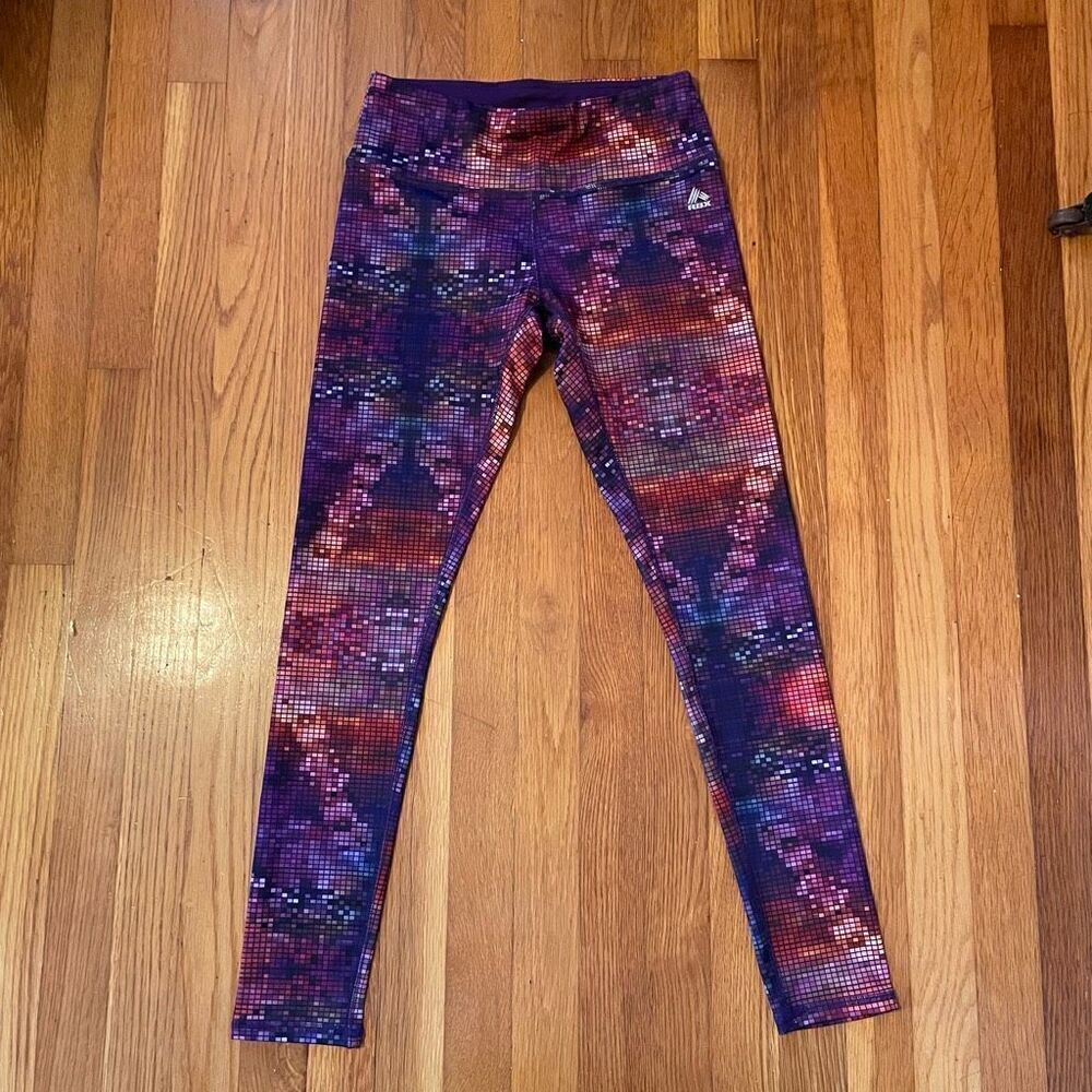 RBX | purple multicolor pattern leggings S